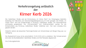 Verkehrsregelung Kirner Kerb 2026
